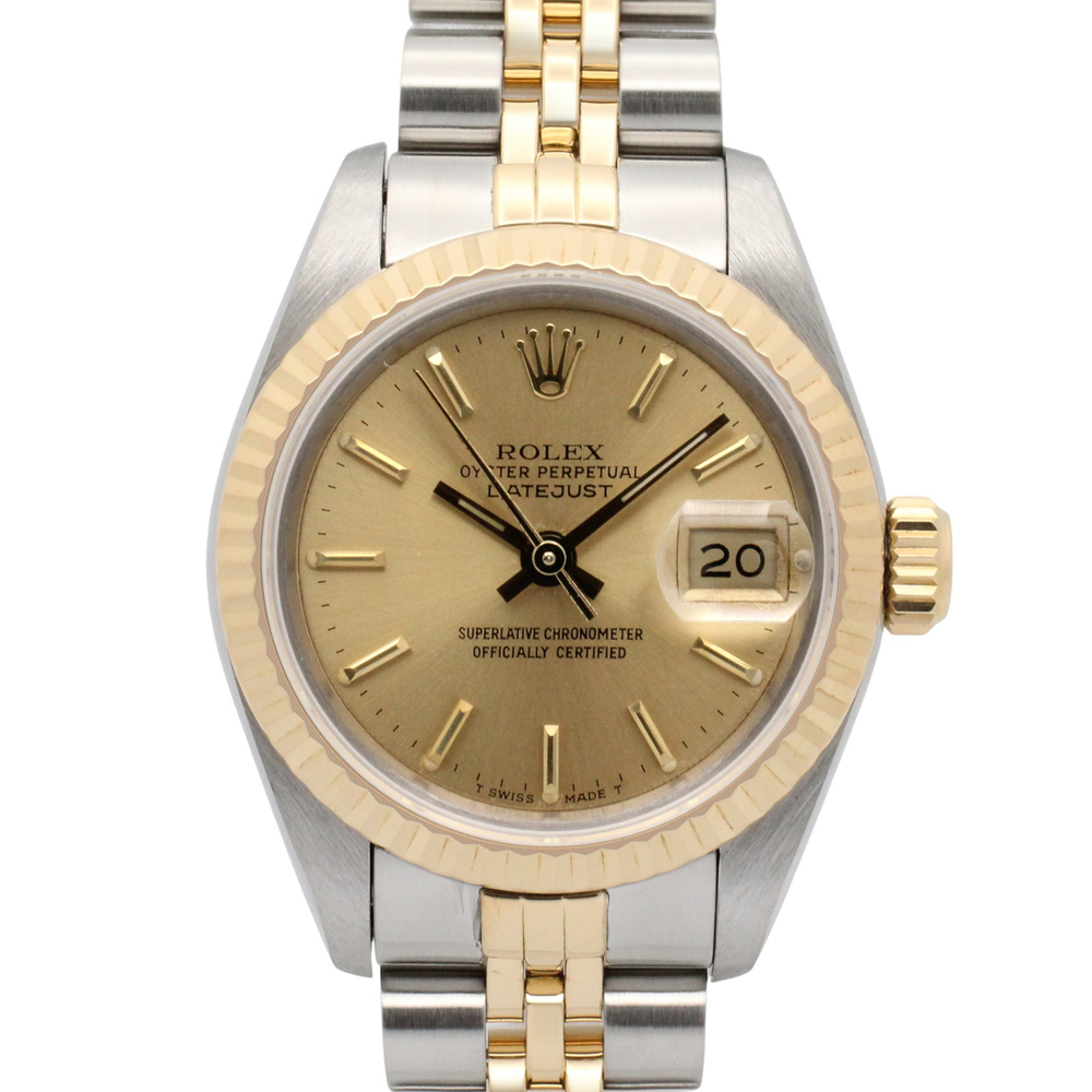 Rolex Datejust R-series watch, 18K (yellow gold) stainless steel, ladies', go...